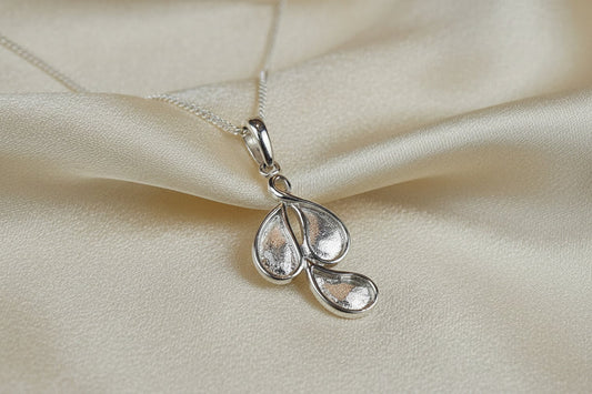 Triple Teardrop Memorial Pendant, Memorial Necklace with Ashes / Hair or Fur.