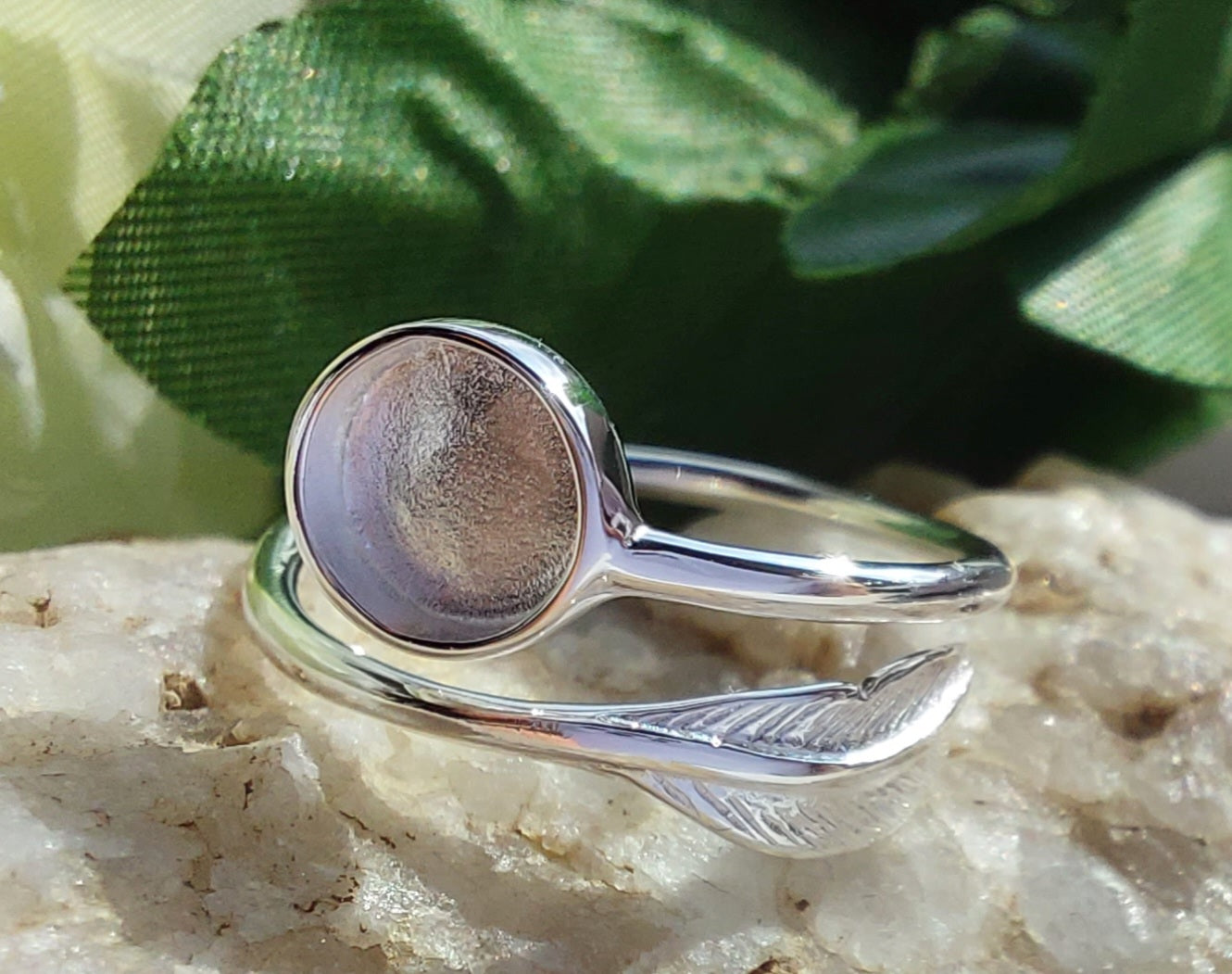 Feather and Sphere Adustable ring 925 Silver image 9