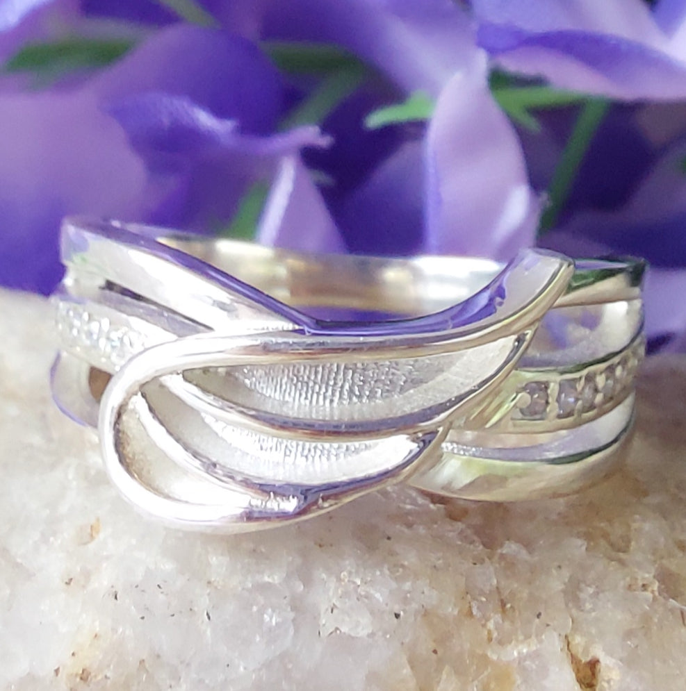 Angels Wing Ring - 925 Silver and Cubic Zirconia image 7