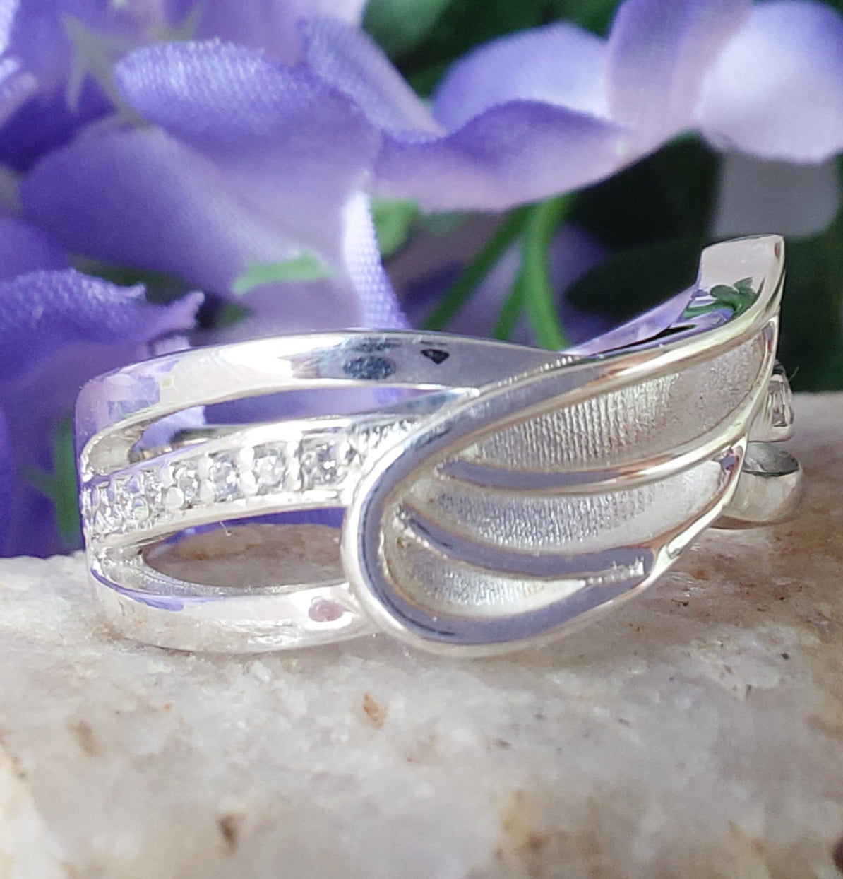 Angels Wing Ring - 925 Silver and Cubic Zirconia image 8