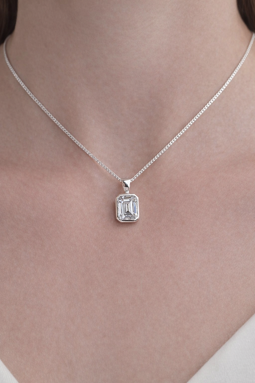 Secretly Set Emerald Pendant with CZ. Memorial with hidden ashes.