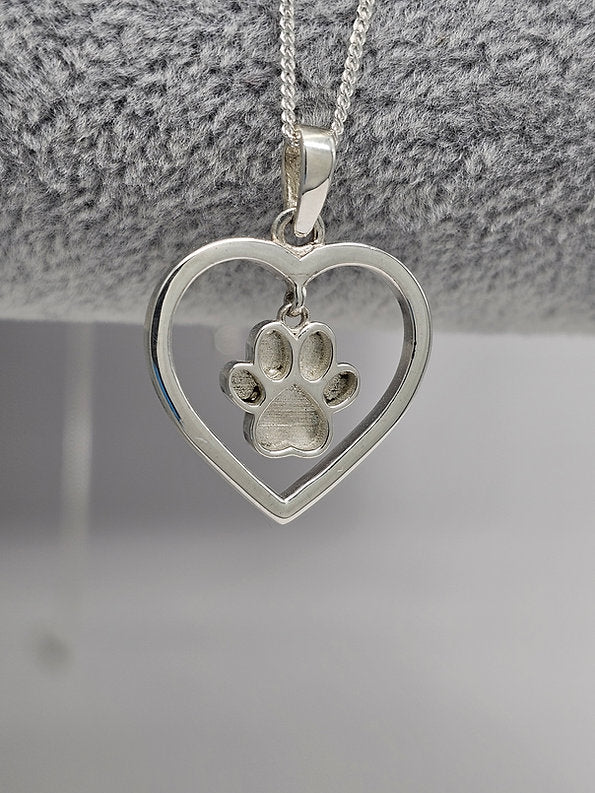 Noctis Pawprint Pet Memorial Pendant - 925 Silver Memorial Necklace w/ Inclusions