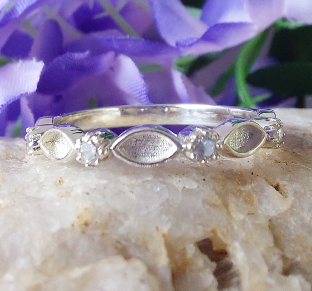 Half Marquise Cubic Zirconia Band in 925 Sterling Silver image 6