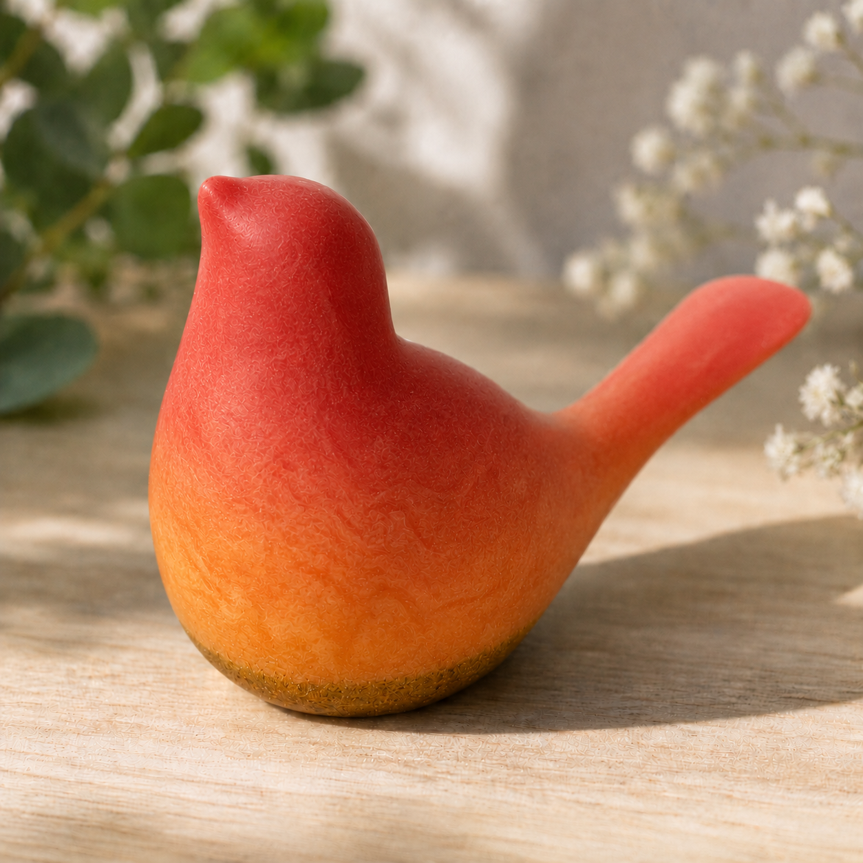 Sunset Red Memorial Bird with Cremation Ashes