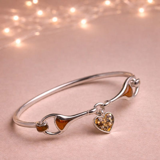 Arion Snuffle Bit Horse Memorial Bangle - 925 Silver Memorial Bangle w/ Inclusions