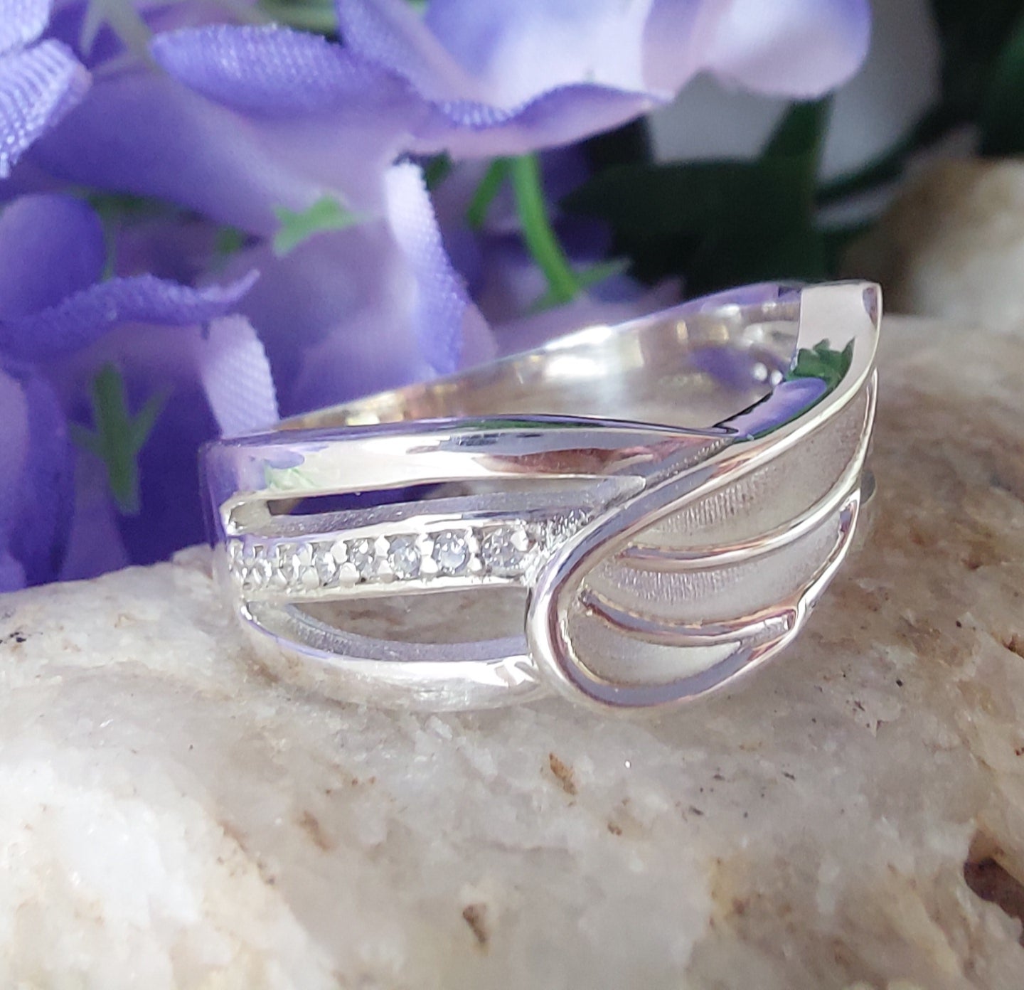 Angels Wing Ring - 925 Silver and Cubic Zirconia image 5