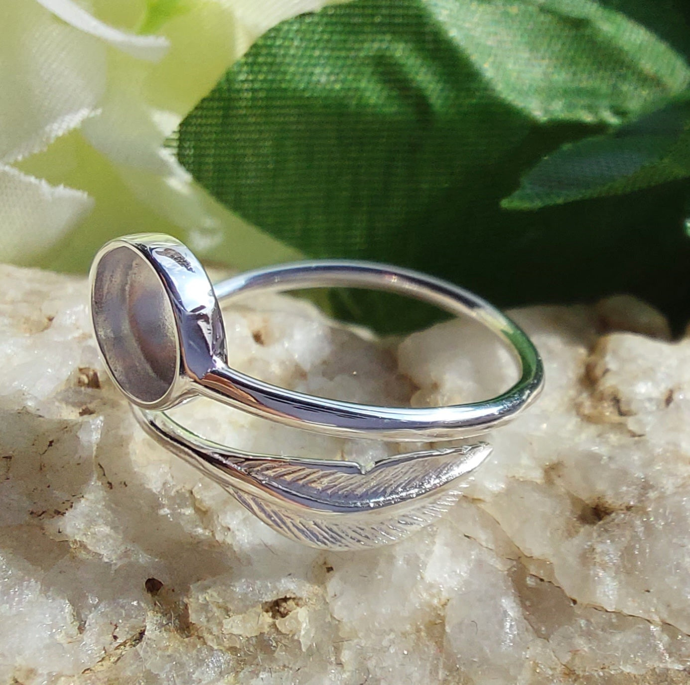 Feather and Sphere Adustable ring 925 Silver image 5