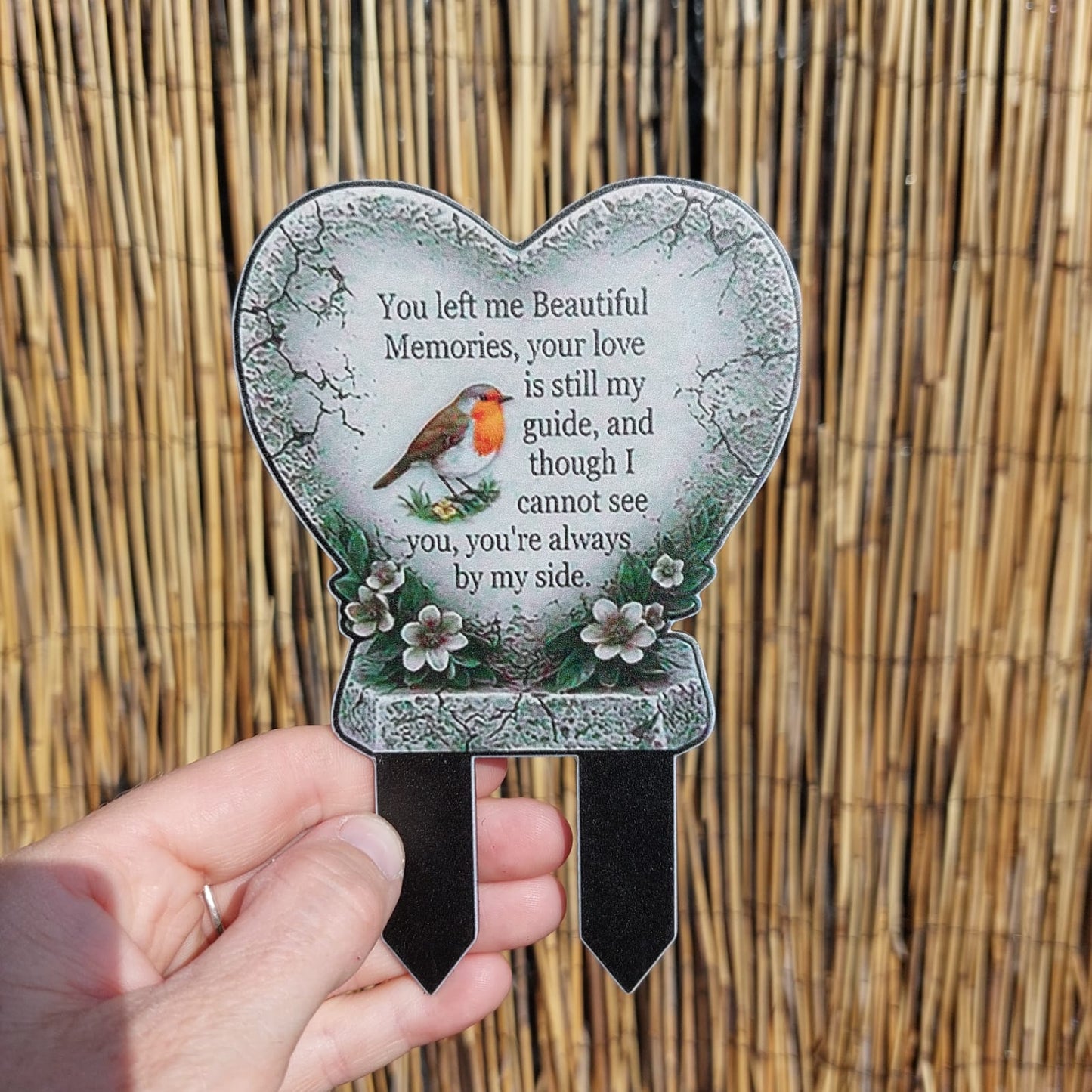 Robin Memorial Heart Garden Stake
