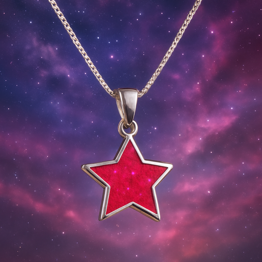 Seren Star Memorial Pendant - 925 Silver Memorial Necklace w/ Inclusions of ashes / hair / fur