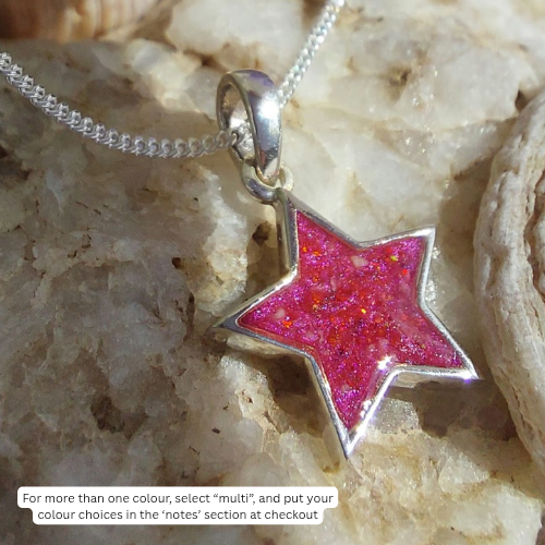 Seren Star Memorial Pendant - 925 Silver Memorial Necklace w/ Inclusions of ashes / hair / fur