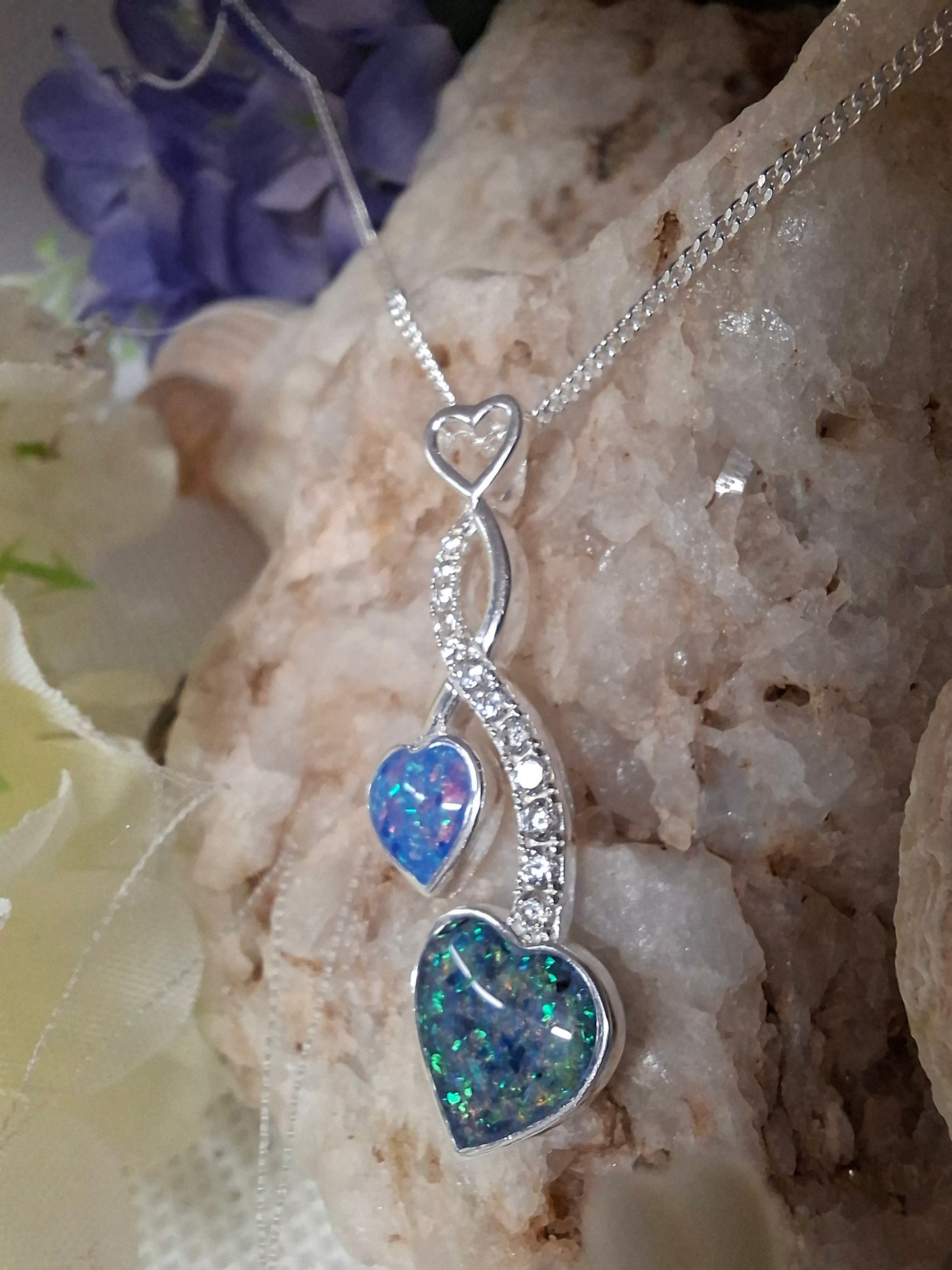 Albireo Pendant - 925 Silver Memorial Necklace w/ Inclusions