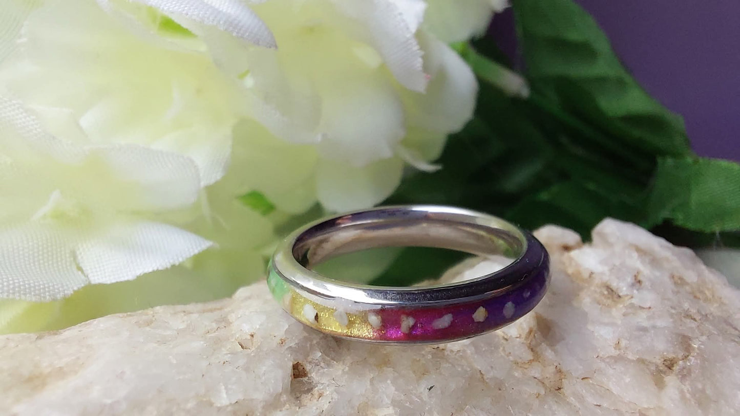 Seleon Ring - 6mm Channel 925 Silver Memorial Ring w/ Inclusions