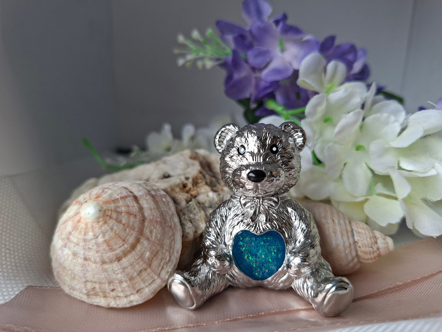 Cremation ashes keepsake teddy bear with resin.