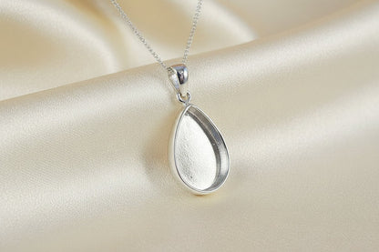 Pear Teardrop Memorial Pendant, Memorial Necklace with Ashes / Hair or Fur.