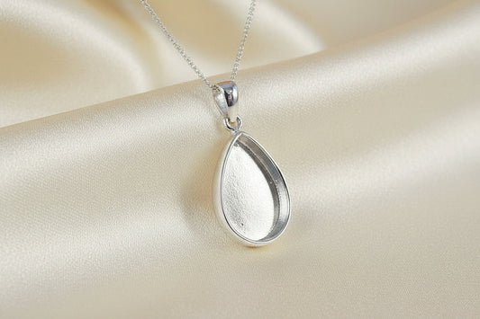 Pear Teardrop Memorial Pendant, Memorial Necklace with Ashes / Hair or Fur.
