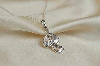 Triple Teardrop Memorial Pendant, Memorial Necklace with Ashes / Hair or Fur.