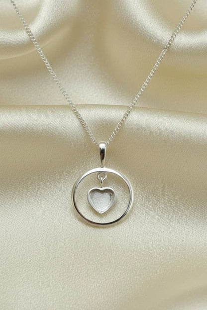 Eclipsed Heart Memorial Pendant, Memorial Necklace with Ashes / Hair or Fur.