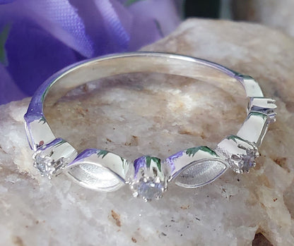 Half Marquise Cubic Zirconia Band in 925 Sterling Silver image 5
