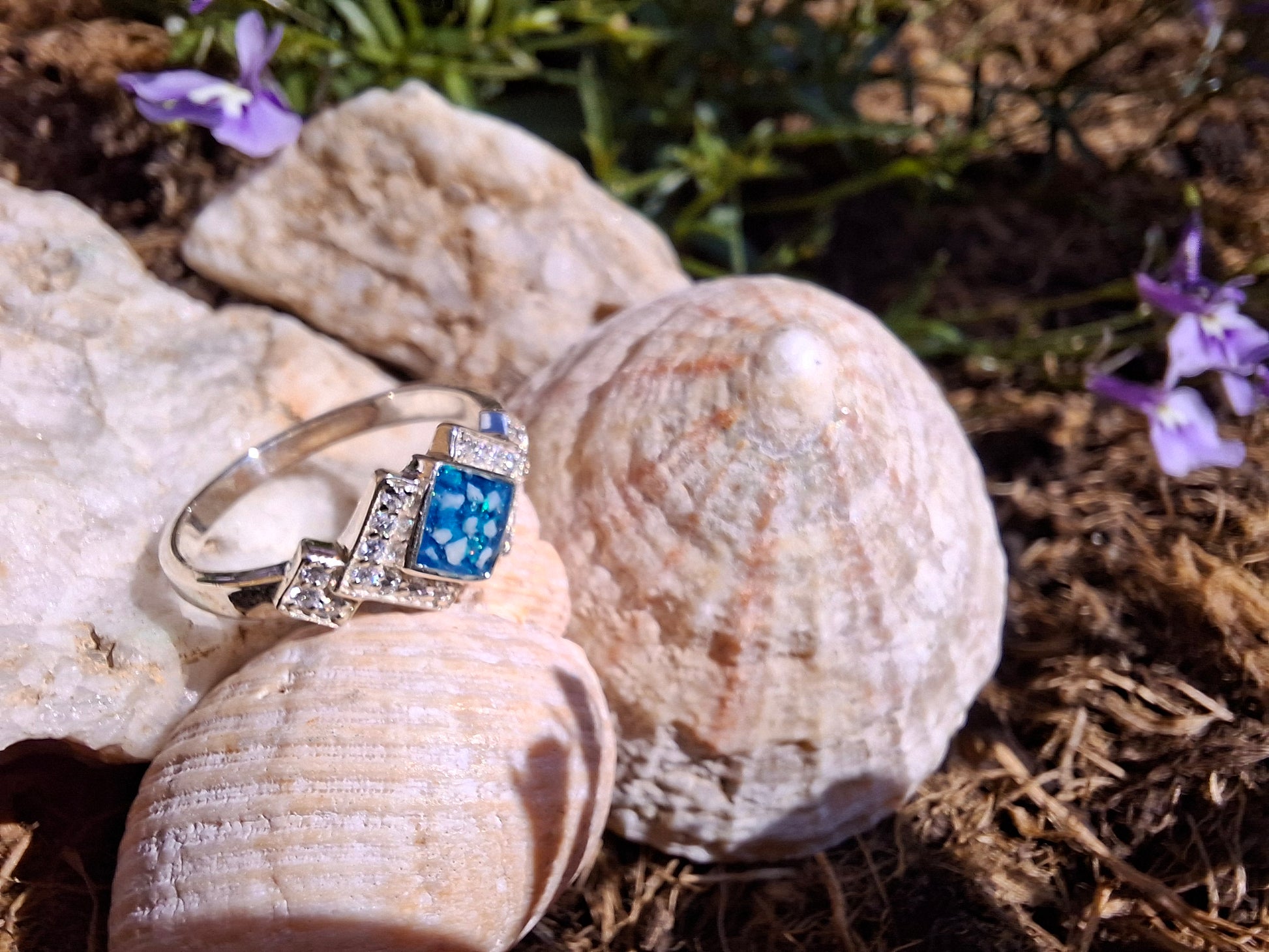 Art Deco Style Memorial Ring - 925 Silver and Cubic Zirconia image 3