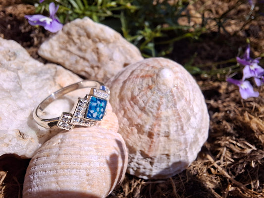 Art Deco Style Memorial Ring - 925 Silver and Cubic Zirconia image 3
