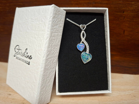 Albireo Pendant - 925 Silver Memorial Necklace w/ Inclusions