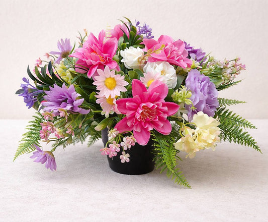 Grave Pot Faux Flower Display