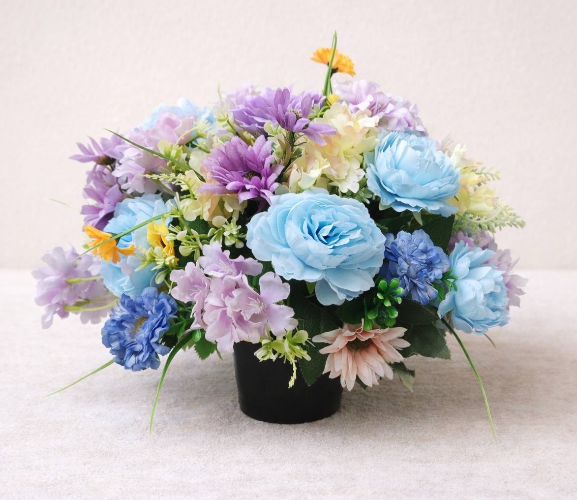 Grave Pot Faux Flower Display