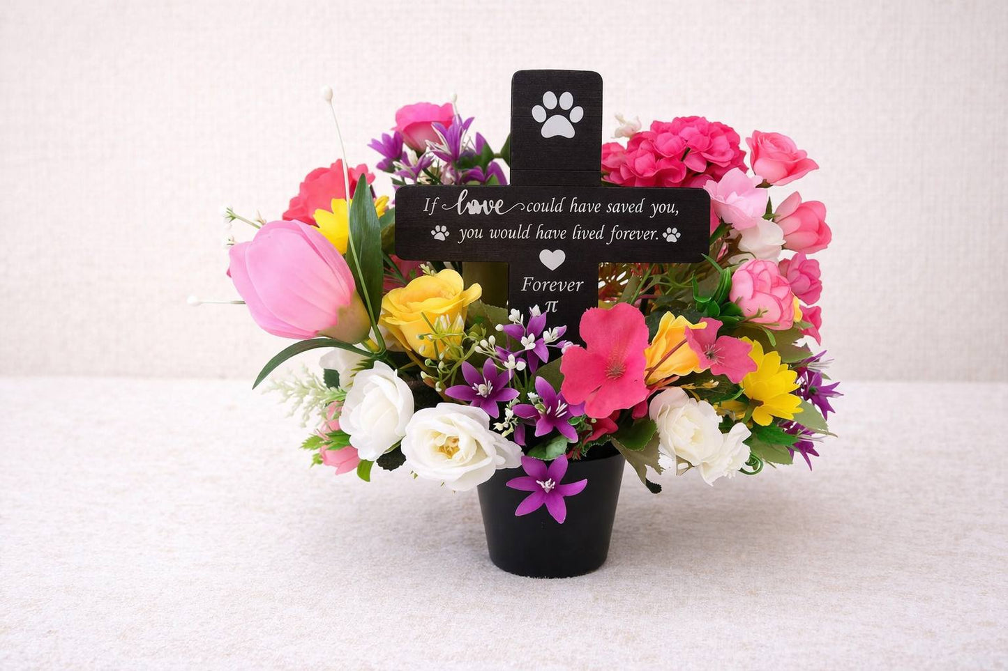Pet Memorial Pot for Grave or Memorial Garden - Pink