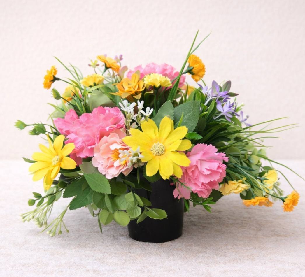 Grave Pot Faux Flower Display