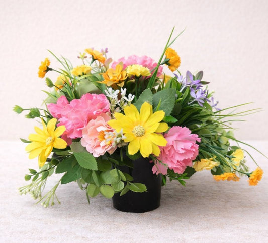 Grave Pot Faux Flower Display