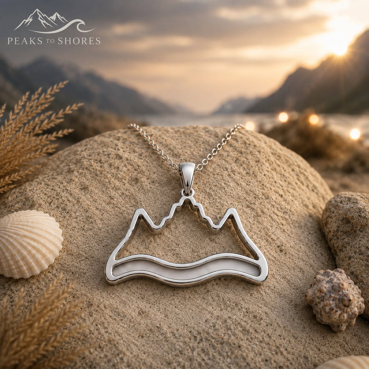 Mountain Peaks & River Memorial Pendant