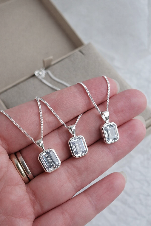 Secretly Set Emerald Pendant with CZ. Memorial with hidden ashes.