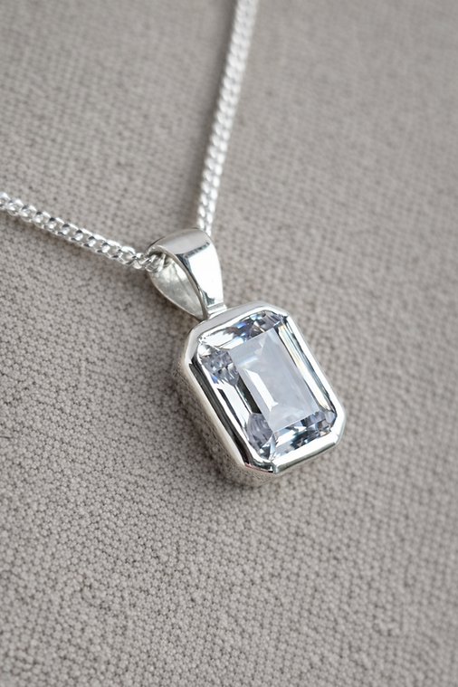 Secretly Set Emerald Pendant with CZ. Memorial with hidden ashes.