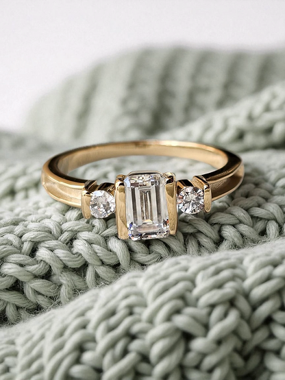 Neoma Solid Gold Ring - Memorial Ring w/ Inclusions