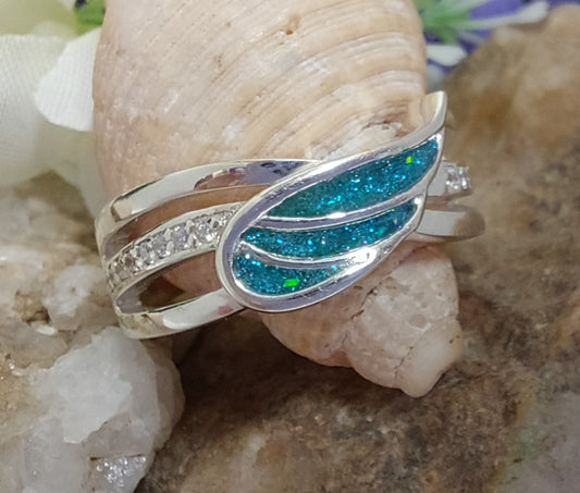Angels Wing Ring - 925 Silver and Cubic Zirconia image 0
