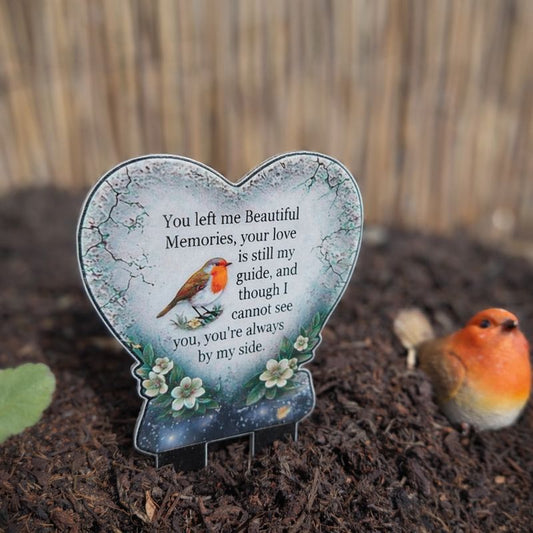 Robin Memorial Heart Garden Stake
