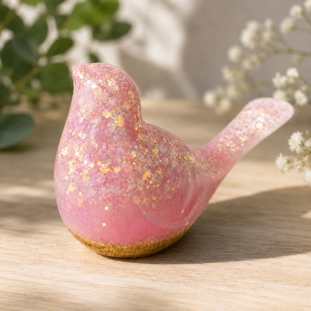 Pretty in Pink Memorial Bird with Cremation Ashes