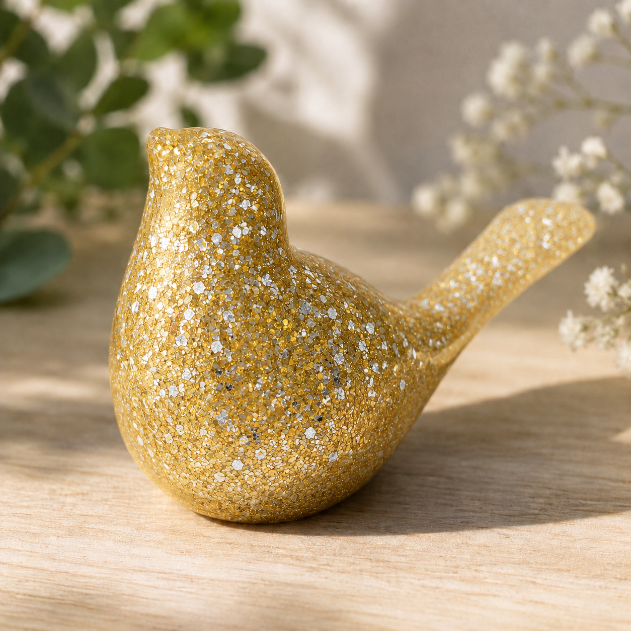 Golden Warmth Memorial Bird with Cremation Ashes