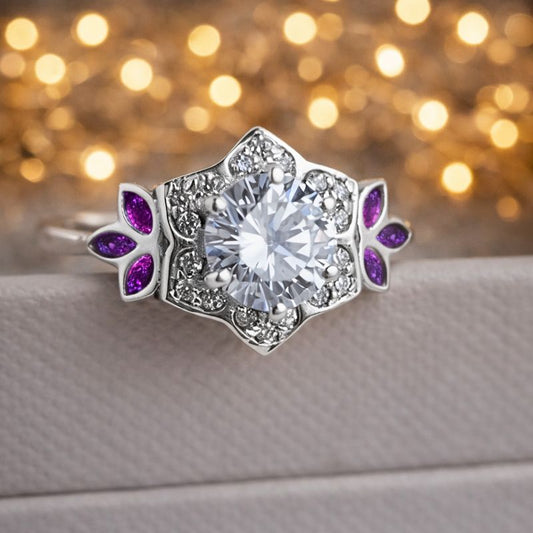 Meridia Flower Memorial  Ring with Ashes, hair or fur.