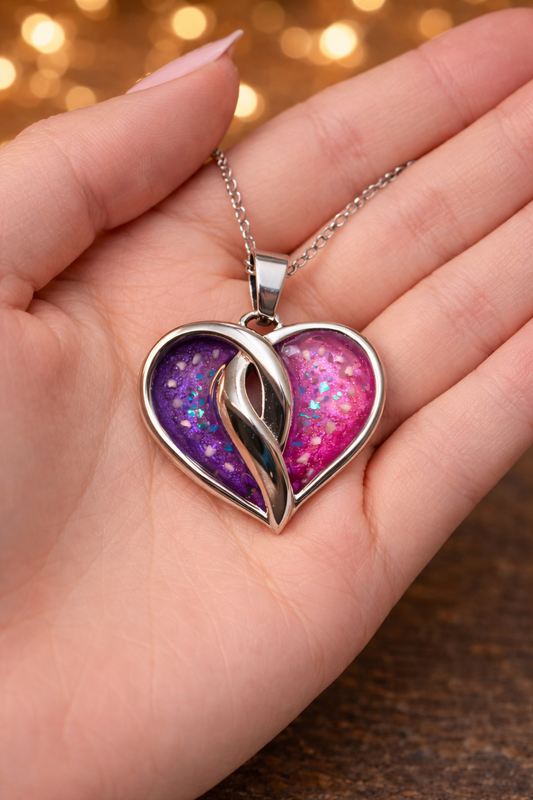 Entwined Heart Memorial Pendant - Necklace with ashes / hair / fur