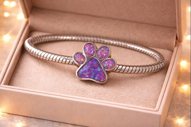 Noor Pawprint Charm - 925 Silver Memorial Charm w/ Inclusions