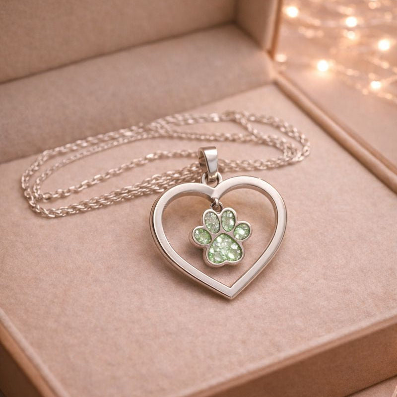 Noctis Pawprint Pet Memorial Pendant - 925 Silver Memorial Necklace w/ Inclusions