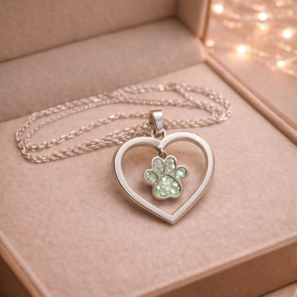 Noctis Pawprint Pet Memorial Pendant - 925 Silver Memorial Necklace w/ Inclusions