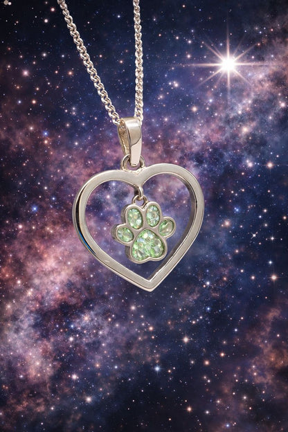 Noctis Pawprint Pet Memorial Pendant - 925 Silver Memorial Necklace w/ Inclusions