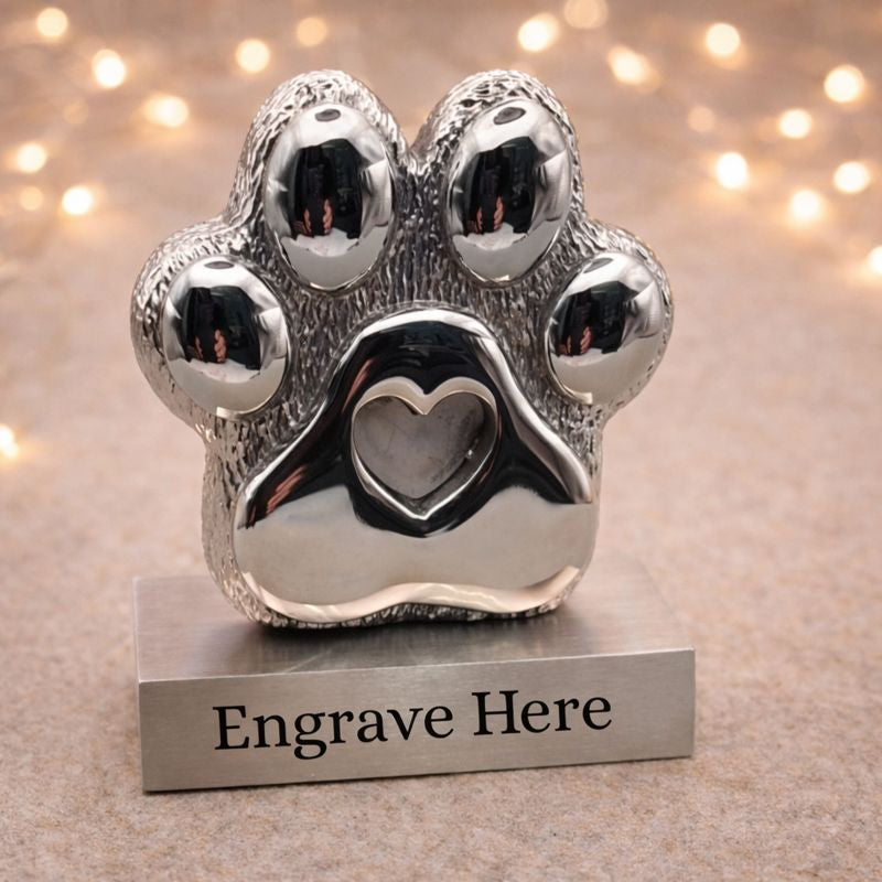 Stainless Steel Paw Print Memorial Ornament