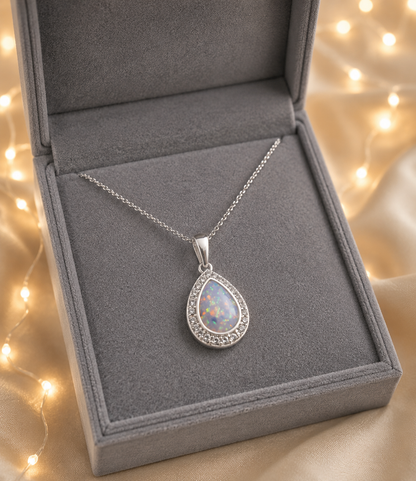 Teardrop Memorial Pendant, Memorial Necklace with Ashes / Hair or Fur.