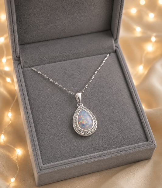 Teardrop Memorial Pendant, Memorial Necklace with Ashes / Hair or Fur.