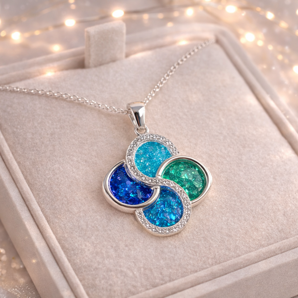 Double Infinity Memorial Pendant, Memorial Necklace with Ashes / Hair or Fur.
