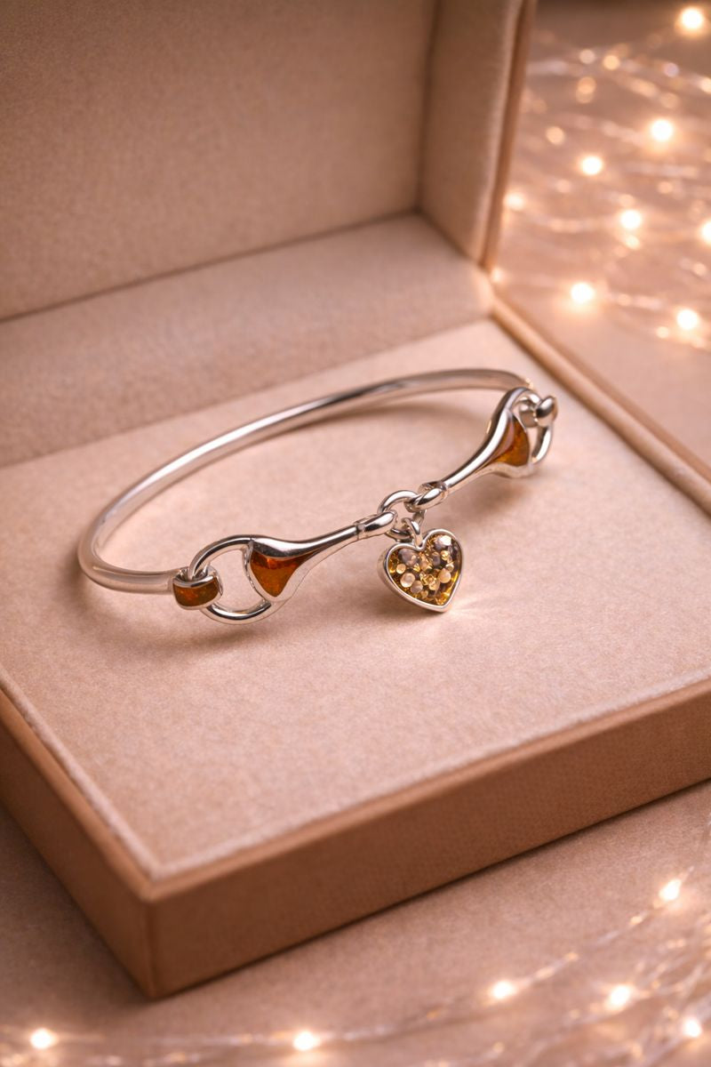 Arion Snuffle Bit Horse Memorial Bangle - 925 Silver Memorial Bangle w/ Inclusions