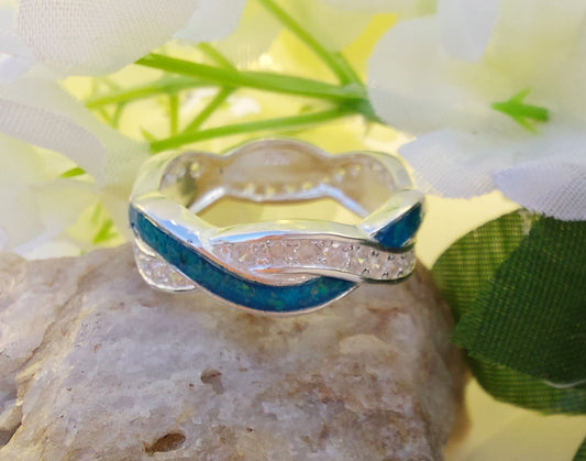 Infinity Wave Band Ring in  925 Silver and CZ image 2